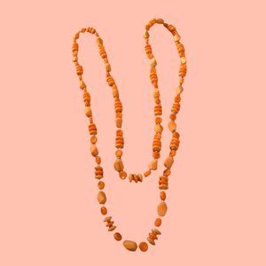Vintage Orange Opera Length/Double Strand Necklace